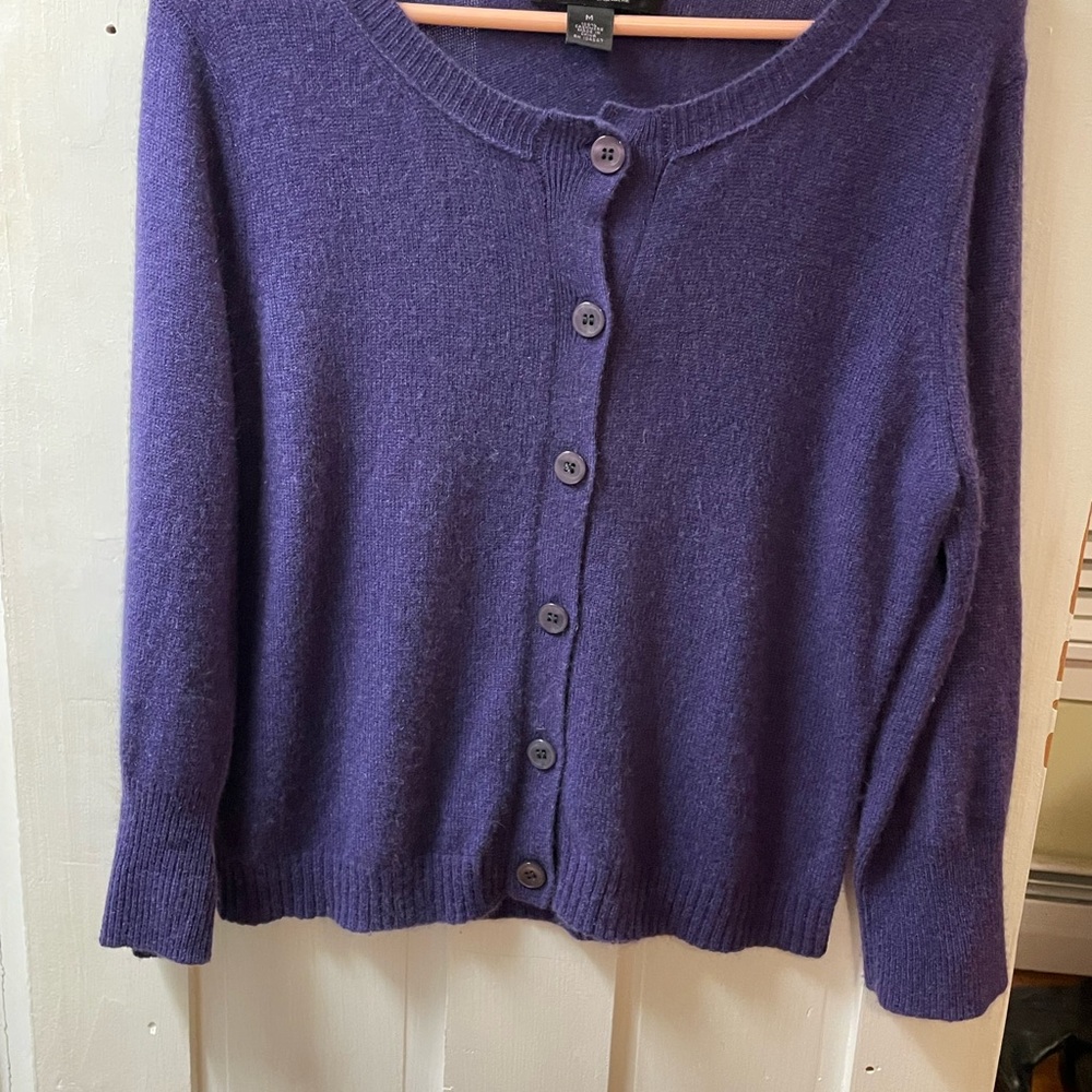 Purple Cashmere Cardigan Sweater
